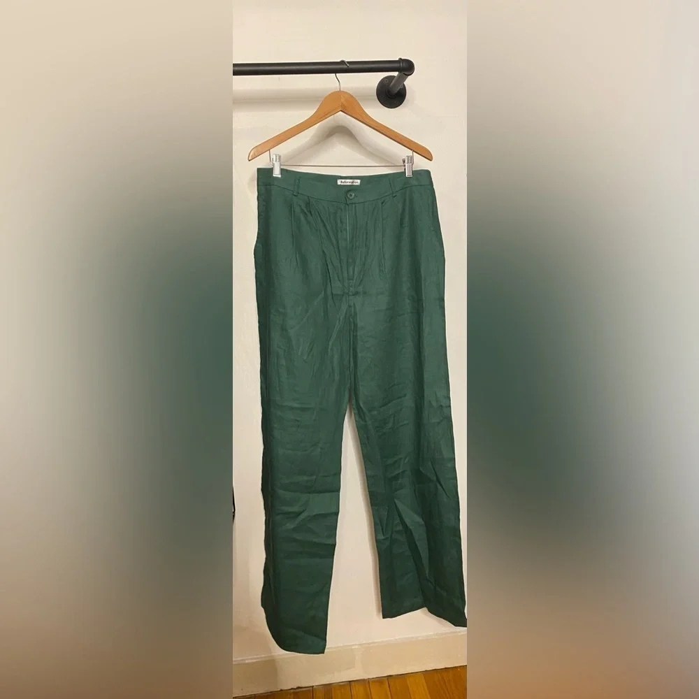 Reformation Green Vesta Pleated Linen Pants - Picture 4 of 7
